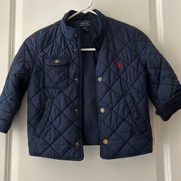 Polo by Ralph Lauren kid snap down Quilted Jacket corduroy cuff size 4/4T navy - Picture 13 of 14